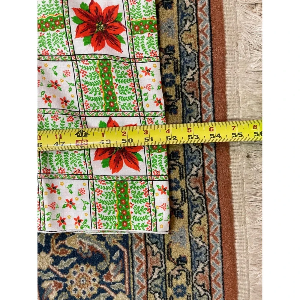 Vtg Christmas‎ Poinsettia Tablecloth Red Green White Rectangular 104 x 59